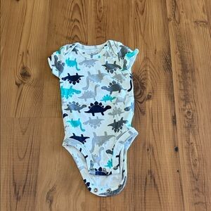 Child of Mine Dinosaur Pattern Onesie - Blue, Gray, Cream